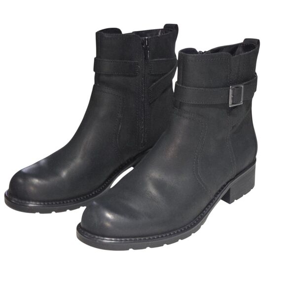 Clarks Collection Women Black Leather Ankle Boots Orinoco Bend Size 10W Zipper - Picture 4 of 16